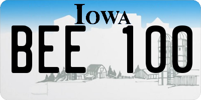 IA license plate BEE100