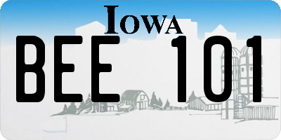 IA license plate BEE101