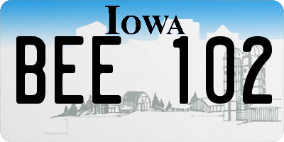 IA license plate BEE102