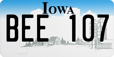 IA license plate BEE107
