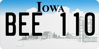 IA license plate BEE110