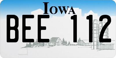IA license plate BEE112