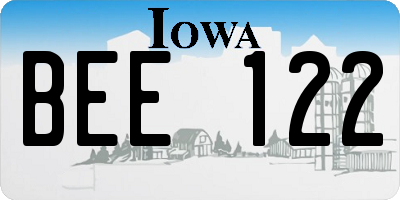 IA license plate BEE122