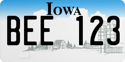 IA license plate BEE123