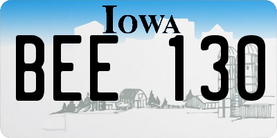 IA license plate BEE130