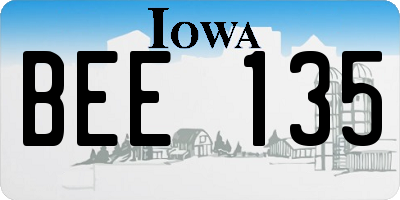 IA license plate BEE135