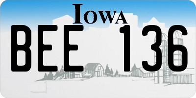 IA license plate BEE136