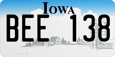 IA license plate BEE138