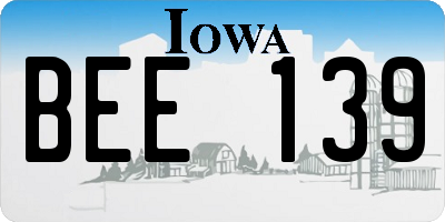 IA license plate BEE139
