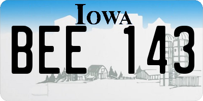 IA license plate BEE143