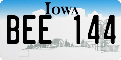 IA license plate BEE144