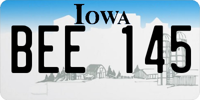 IA license plate BEE145
