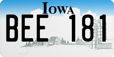 IA license plate BEE181