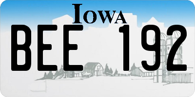 IA license plate BEE192