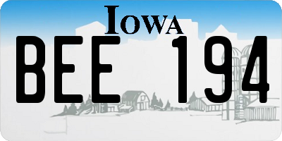 IA license plate BEE194