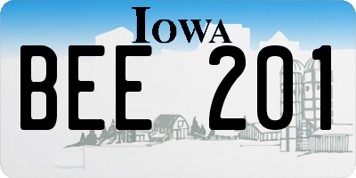 IA license plate BEE201