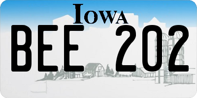 IA license plate BEE202