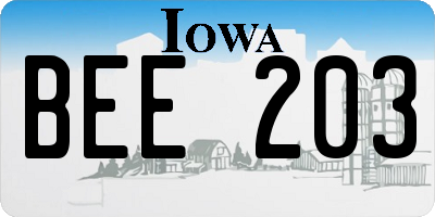 IA license plate BEE203
