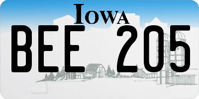IA license plate BEE205