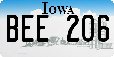 IA license plate BEE206
