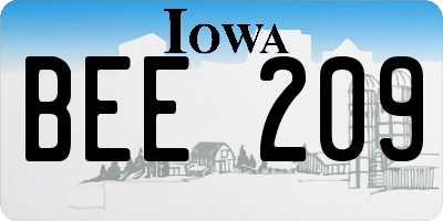 IA license plate BEE209