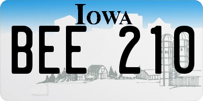 IA license plate BEE210
