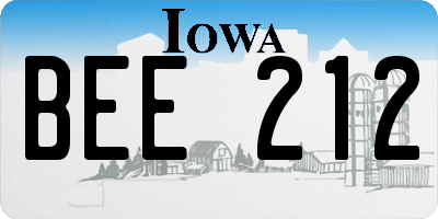 IA license plate BEE212