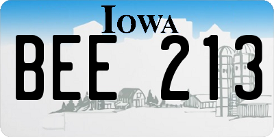 IA license plate BEE213