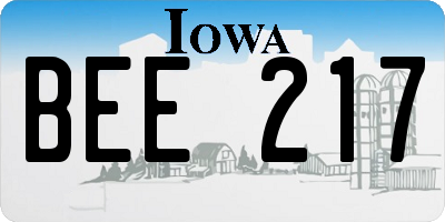 IA license plate BEE217