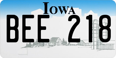 IA license plate BEE218