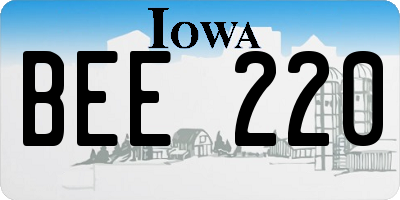 IA license plate BEE220