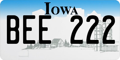 IA license plate BEE222