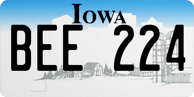 IA license plate BEE224