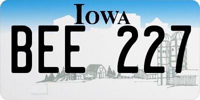 IA license plate BEE227