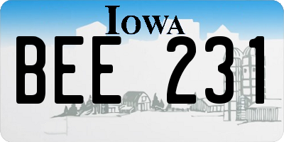 IA license plate BEE231