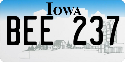 IA license plate BEE237