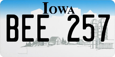 IA license plate BEE257