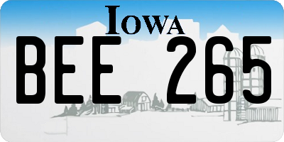 IA license plate BEE265