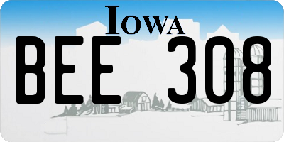 IA license plate BEE308