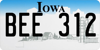 IA license plate BEE312