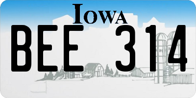 IA license plate BEE314
