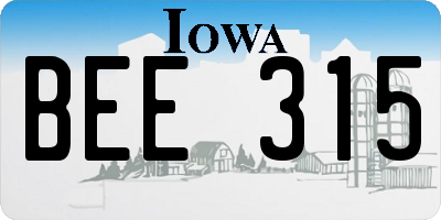 IA license plate BEE315