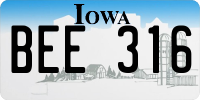 IA license plate BEE316