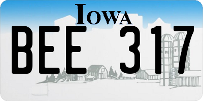 IA license plate BEE317