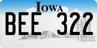 IA license plate BEE322