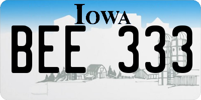 IA license plate BEE333