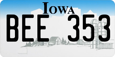 IA license plate BEE353