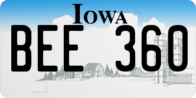 IA license plate BEE360