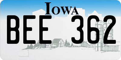 IA license plate BEE362