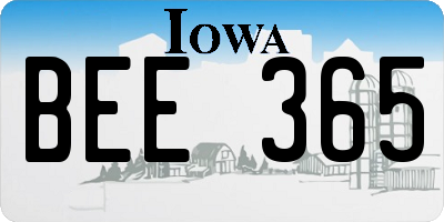 IA license plate BEE365